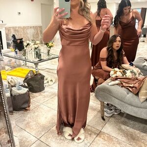 Revelry | Skye Satin Dress | Color: Desert Rose